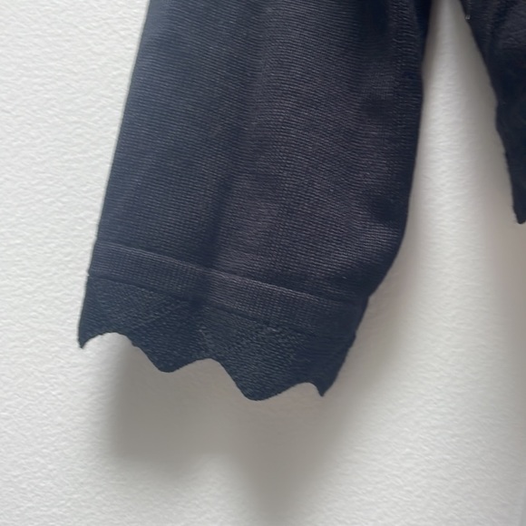 Kancy Kole Shrug Cardigan Sweater Size S black open front 3/4 sleeve scalloped - Picture 2 of 6